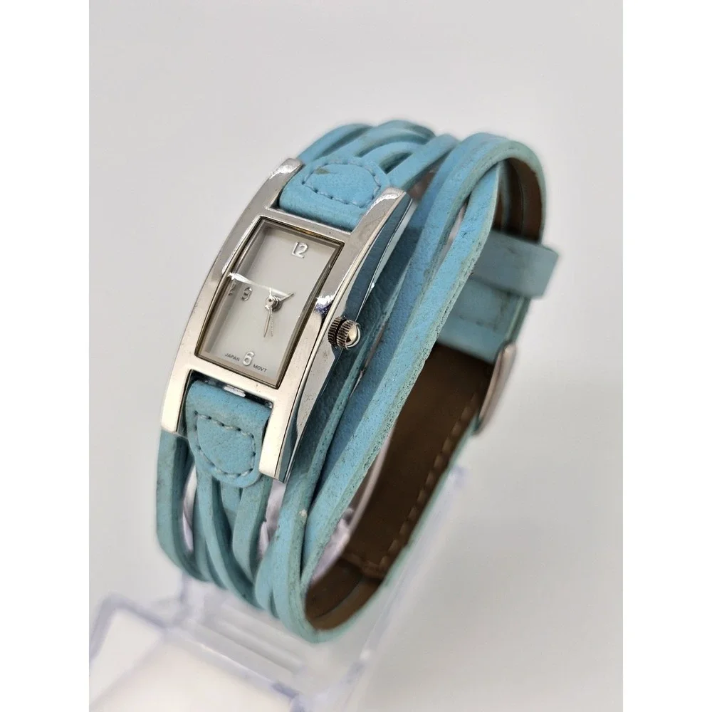 Women's Analog Watch 19MM Gray Dial Blue Braided Faux Leather‎ Band NEW Battery